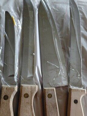 Wood-Handle Stainless Steel Kitchen Knife Set - Brown Set Of 4